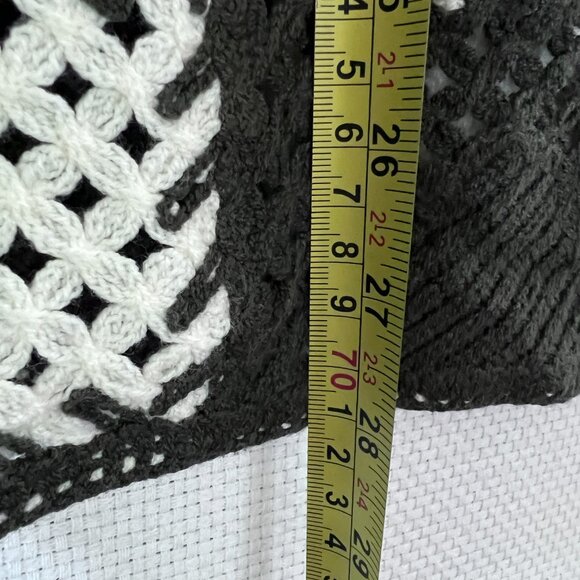 Forever 21 Men’s XXL Sweater Vest Olive Cream‎ Patchwork Crochet Knit Sleeveless - Picture 8 of 11